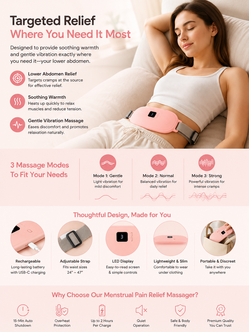 Menstrual Heating Device, Rechargeable Period Pain Relief Machine
